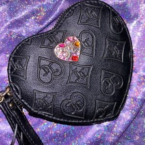 Juicy Couture Black Quilted Heart Wristlet